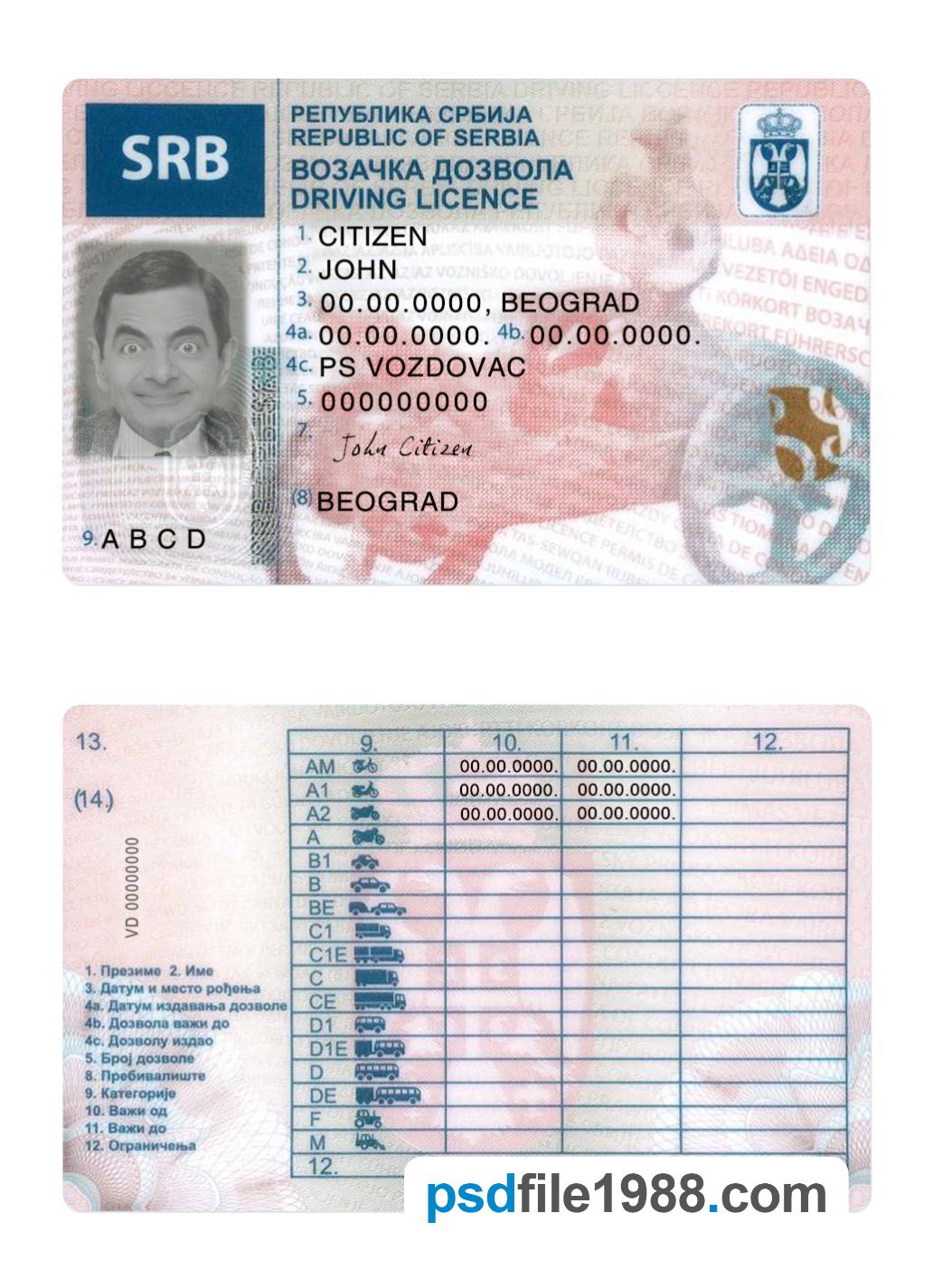 Serbia Driving License